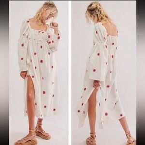 Free People Emory Embroidered Midi Dress Extra Small